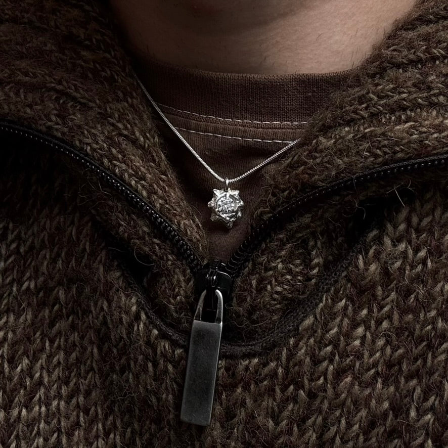 Stoned Micro Spike Necklace