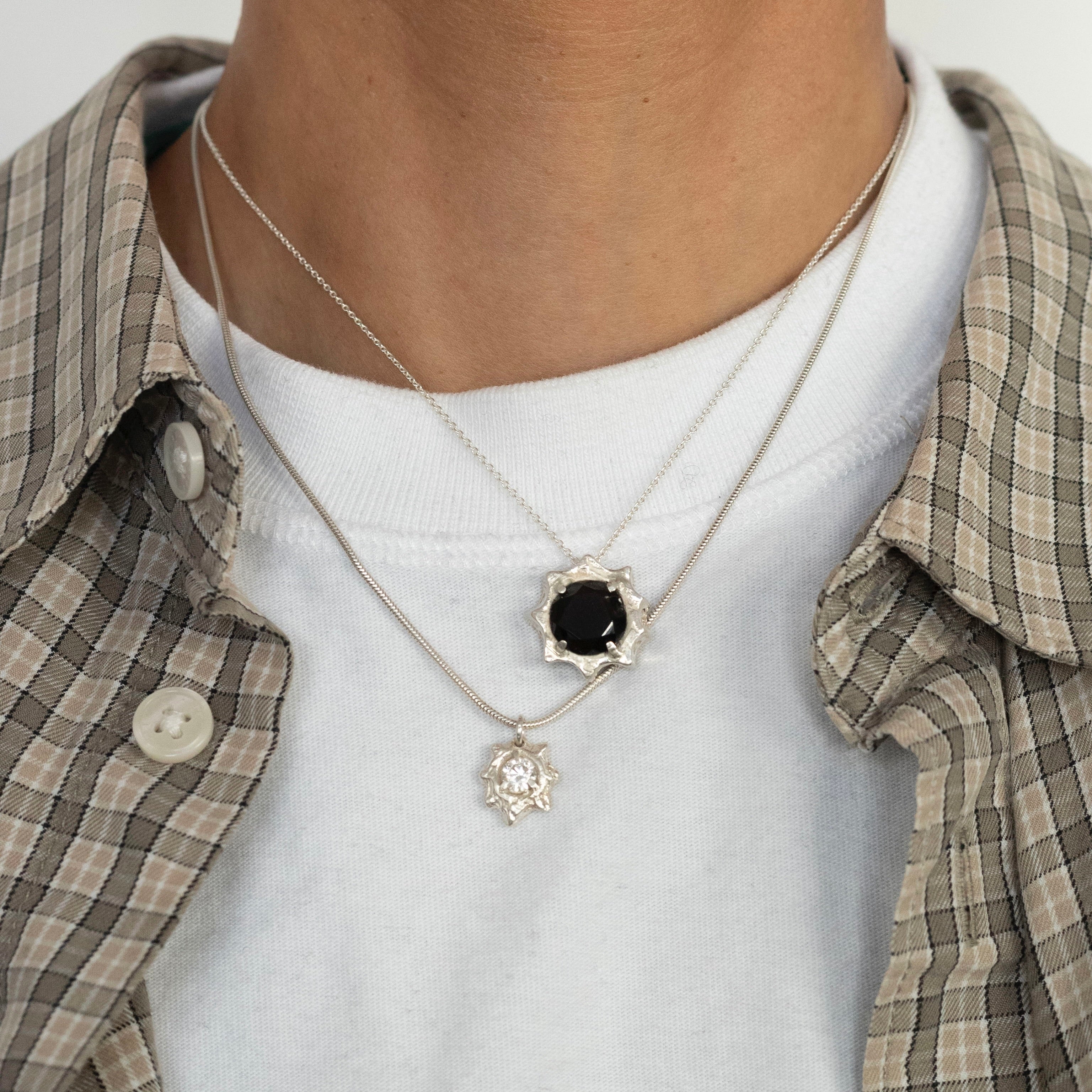 Stoned Micro Spike Necklace